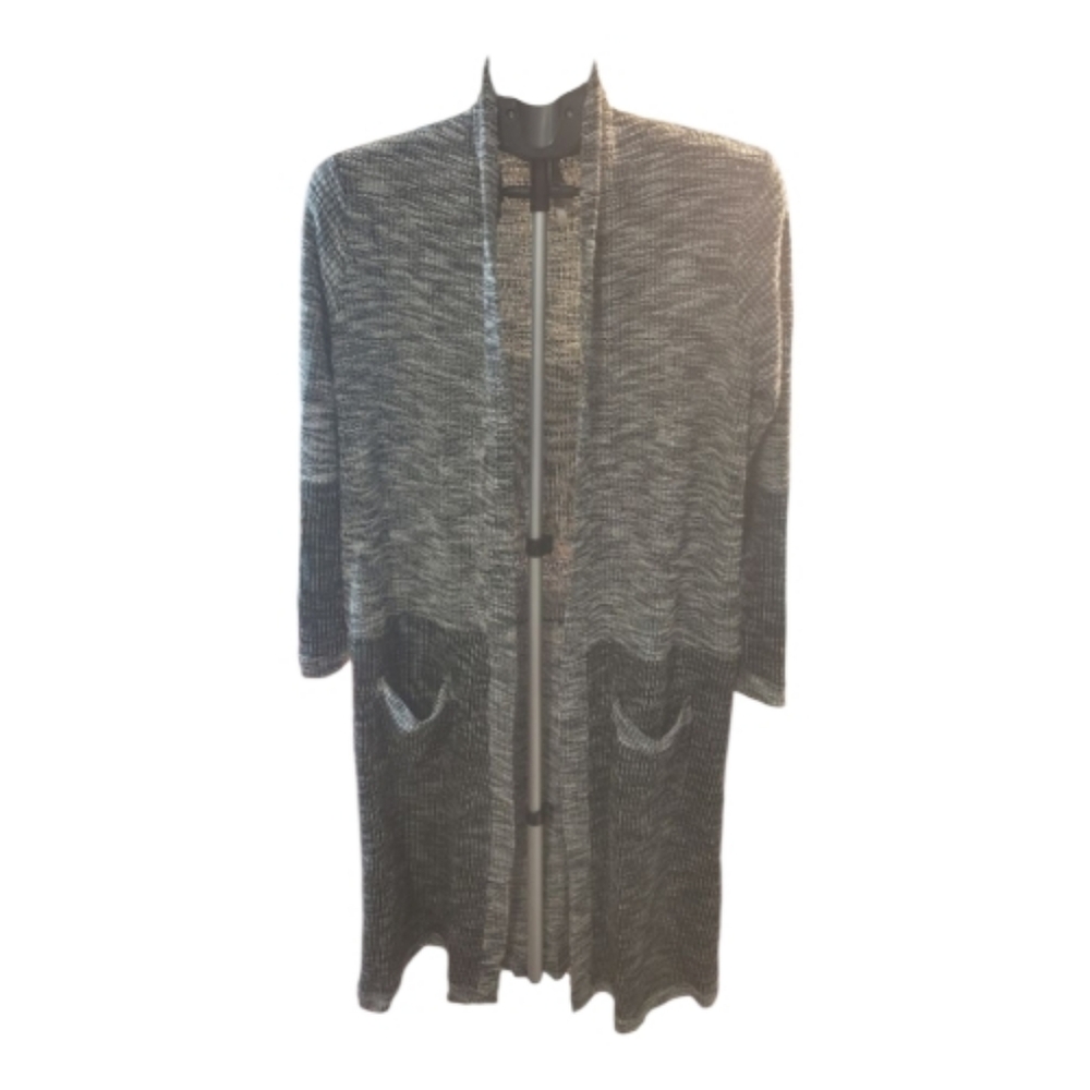 Mono b Duster Sweater Women's Black and Gray Open Front Sweater